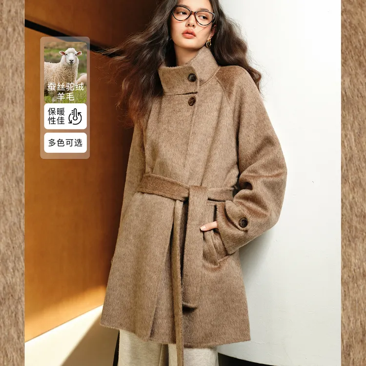 NAGUAGU/南瓜谷【莫里大衣】驼绒丝羊毛女装毛呢外套FY3MN1027-A