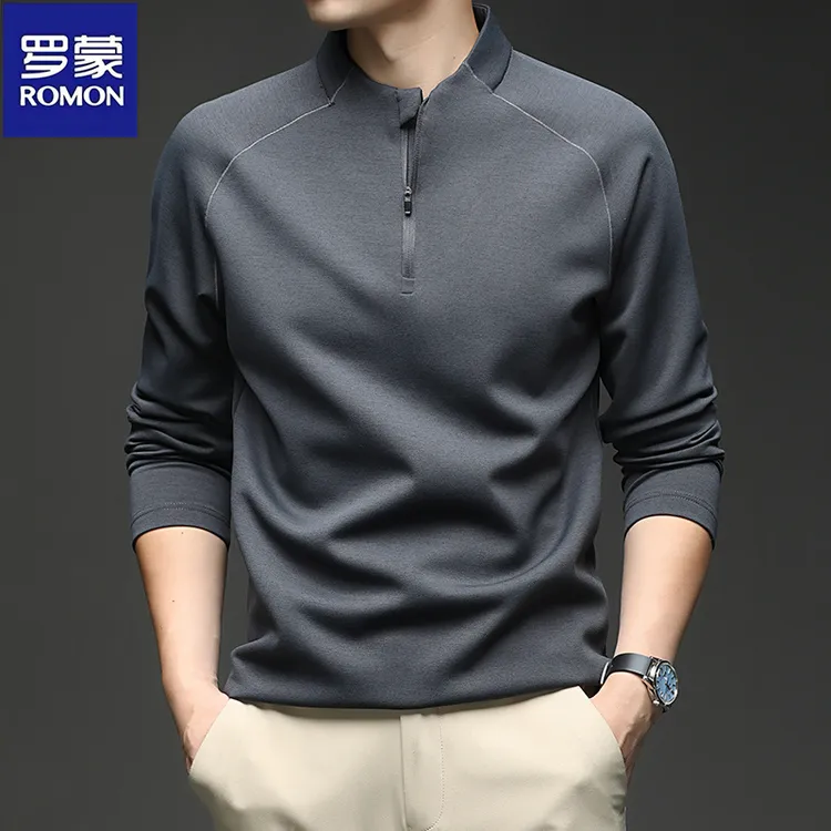 罗蒙秋季时尚半拉链男士卫衣新款立领时尚长袖T恤男装打底衫上衣
