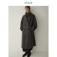 {11.10日新品}极简翻驳领双排扣长大衣FN25423616