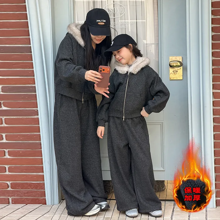 女大童秋冬款加绒套装2025冬季新款 12-15岁中大童潮款休闲两件套