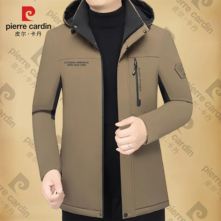 皮尔卡丹男士新款高档商务休闲加厚棉袄保暖男装冬季新款时尚潮流