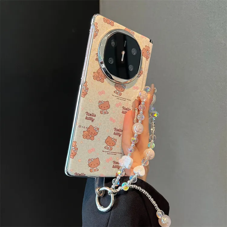 渐变黑皮KT猫适用华为mateX6典藏版手机壳mateX5磁吸中轴X3女款