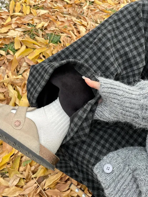 秋冬加绒格子阔腿裤女胖mm大码显瘦宽松梨形身材高腰毛呢休闲裤子