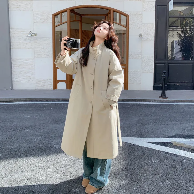 韩剧女主穿搭风衣式羽绒服2025冬季新款高级感简约通勤风时尚外套