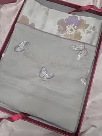 栖蝶寻芳紫灰丨黄金棉提花+印花+刺绣流光高端四件套