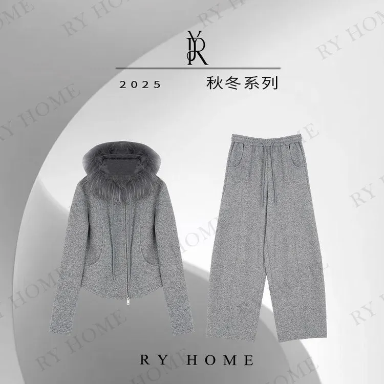【容雨RYHOME】貉子毛+羊毛混纺加厚针织套装253ST1386