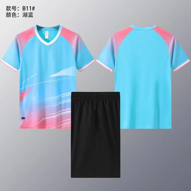 透气时尚宽松羽毛球服套装男女款夏季训练服