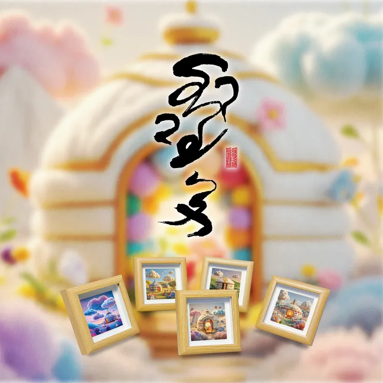 蒙古包蒙古元素装饰画摆件儿童新年礼物梦幻卡通居家儿童房装饰