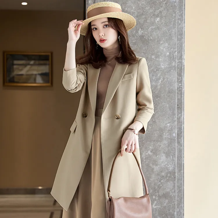 卡其色风衣外套女春秋2025新款今年流行中长款西服小个子西装大衣