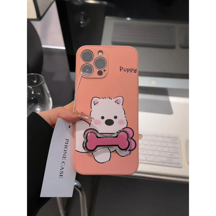 骨头西施犬适用苹果16pro手机壳15promax创意华为p70皮纹荣耀小米