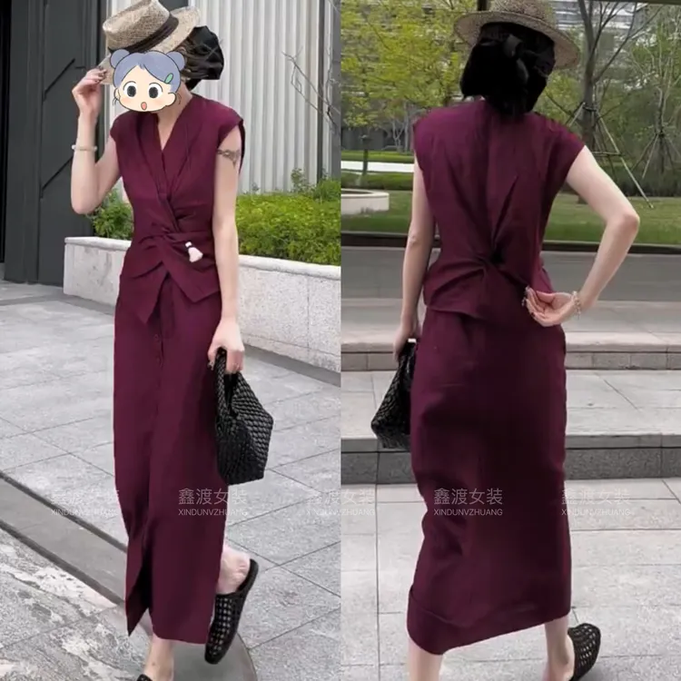 2025夏季新款时尚显瘦气质女士网红洋气两件套百搭款D5561