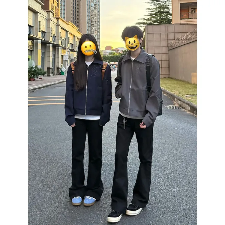 黑色基础款窄版微喇牛仔裤男春秋美式cleanfit休闲裤子情侣直筒裤
