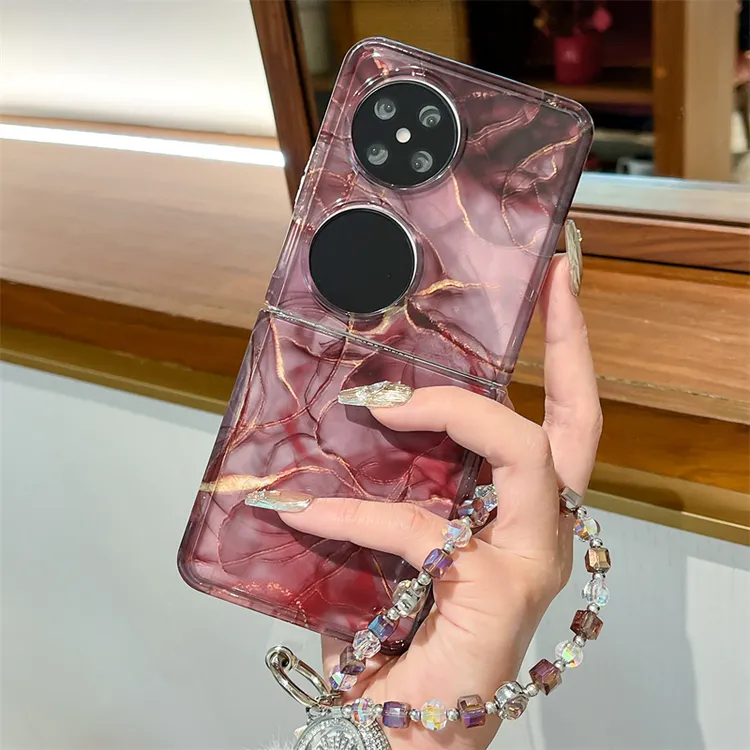 新款大理石纹适用华为pocket 2手机壳折叠屏数码配件实用女款小众