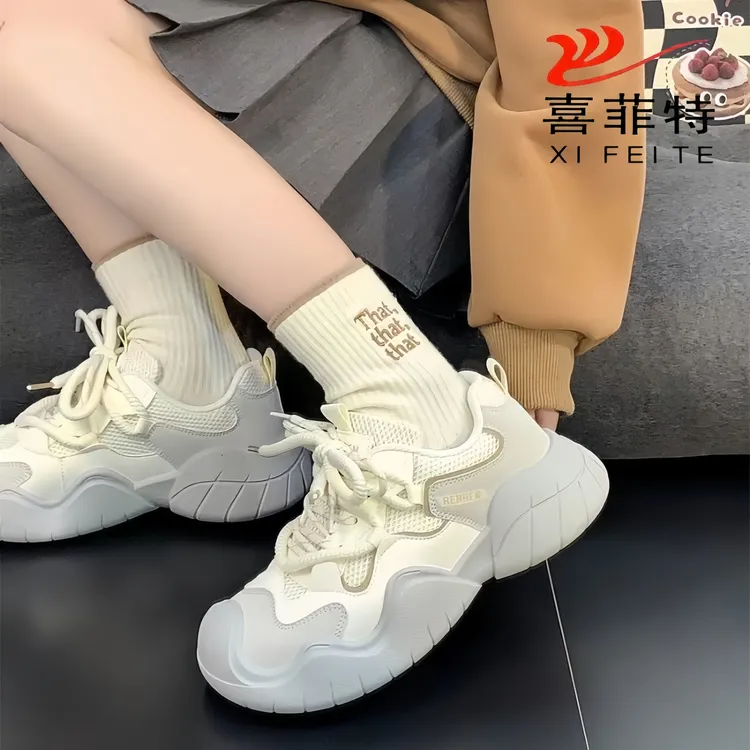 ins丑萌厚底登山鞋女2025春新款户外百搭透气大头老爹鞋子
