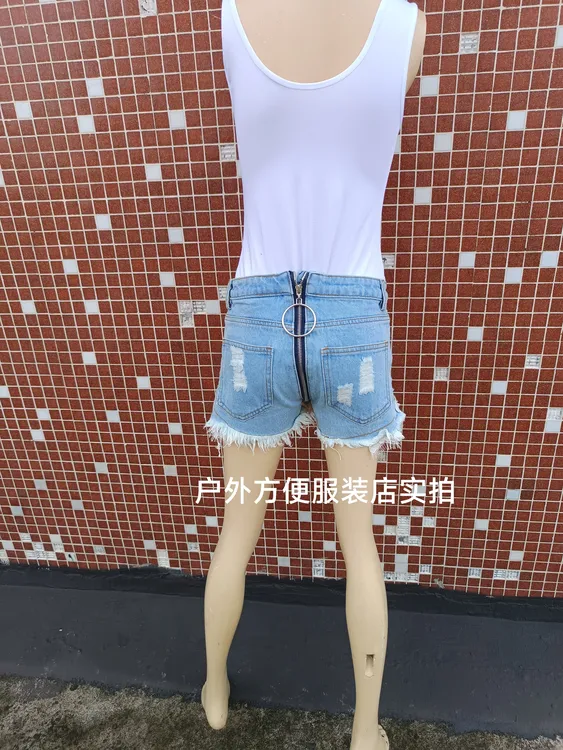 全拉链牛仔短裤女腰围58-64cm裤长25cm