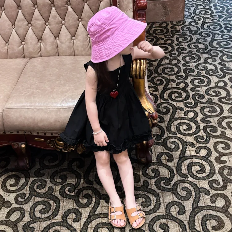 小惜亦夏季2025韩版童装女童法式风黑色无袖背心裙宝宝洋气连衣裙