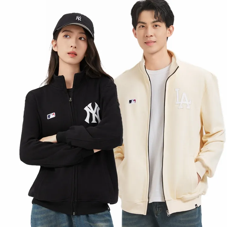 美版职棒卫衣拉链开襟运动外套刺绣NY/LA标男女款秋衣