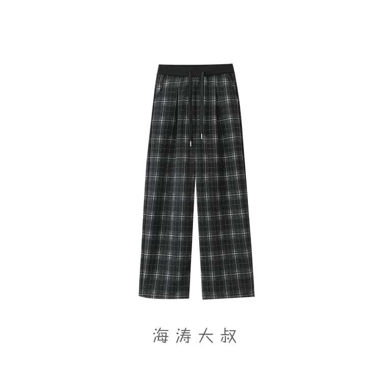 【海涛大叔】「爱丽丝」600G棋盘格复古藏肉休闲裤