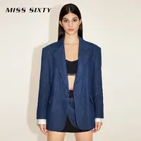 【贤哥专享】Miss Sixty秋季新款牛仔西装外套女复古垫肩直筒干