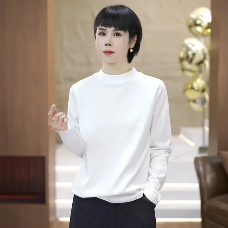 【渲渲推荐】XR-10-22冬季加绒加厚100棉白T恤