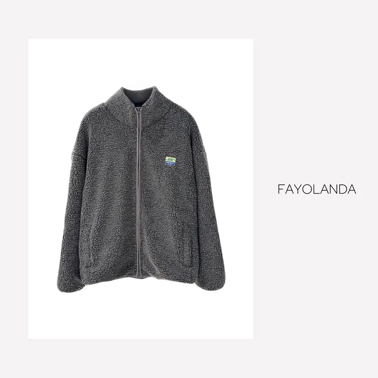 FAY  | 颗粒感章仔水洗灰羊羔毛外套（5H1176）