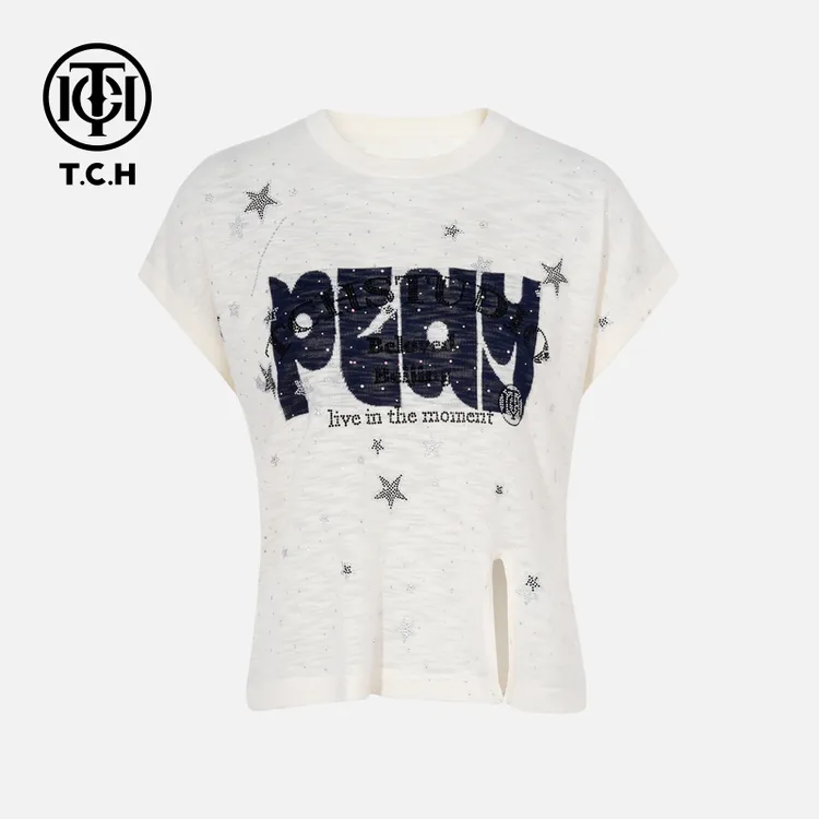 TCH私服烫钻工艺时尚休闲字母设计针织衫女T75B09E5085轻奢tch