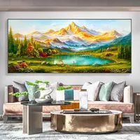 高档背靠金山聚宝盆山水画44色客厅装饰画大气线绣手工十字绣挂画