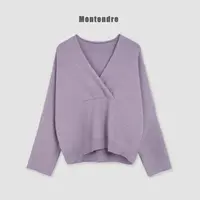 【Montendre】秋冬新款 R 蝙蝠袖设计显瘦针织衫V领休闲纯色上衣女