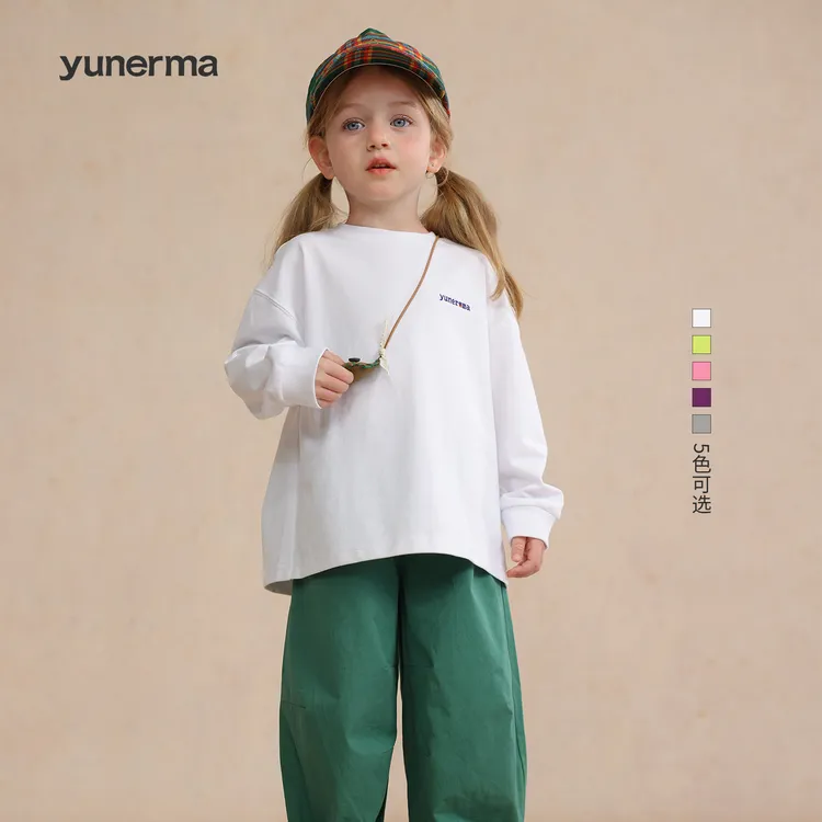 幼儿园宝宝春季新款山系长袖T恤允儿妈女童春秋洋气打底衫上衣潮