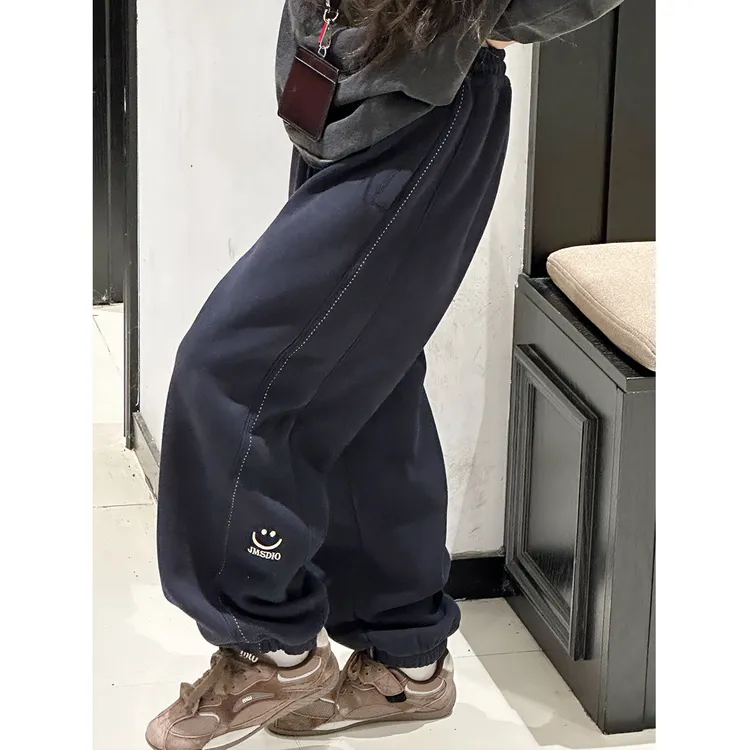 K30037孙小美刺绣女童束脚裤秋冬2025新款儿童加绒加厚裤子运动裤