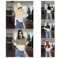 啊林针织套头披肩女外搭高领毛线围脖