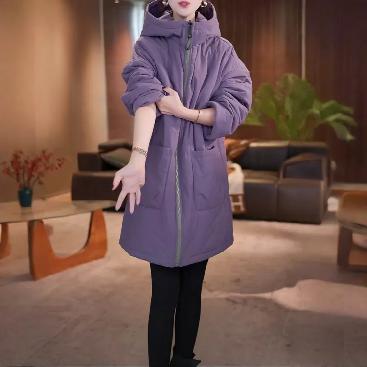 时尚宽松显瘦连帽棉服外套2025秋冬新款洋气加厚保暖双面穿棉衣女