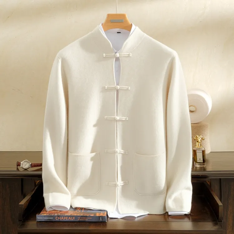 【秋冬上新】100%山羊绒男士针织加厚保暖时尚百搭潮流盘口羊绒开衫