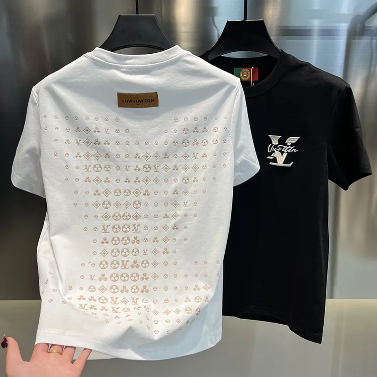 2025春夏男装新款百搭时尚圆领短袖T恤品质刺绣潮流印花男士半袖