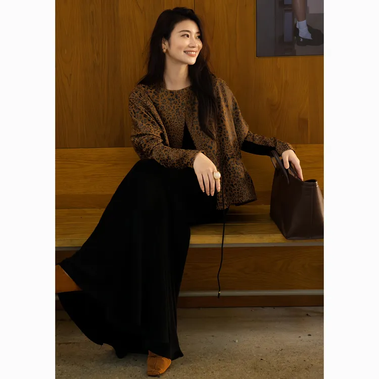 ZEROYK欧美风复古豹纹印花衬衫外套2025秋款高级感束腰宽松短外套