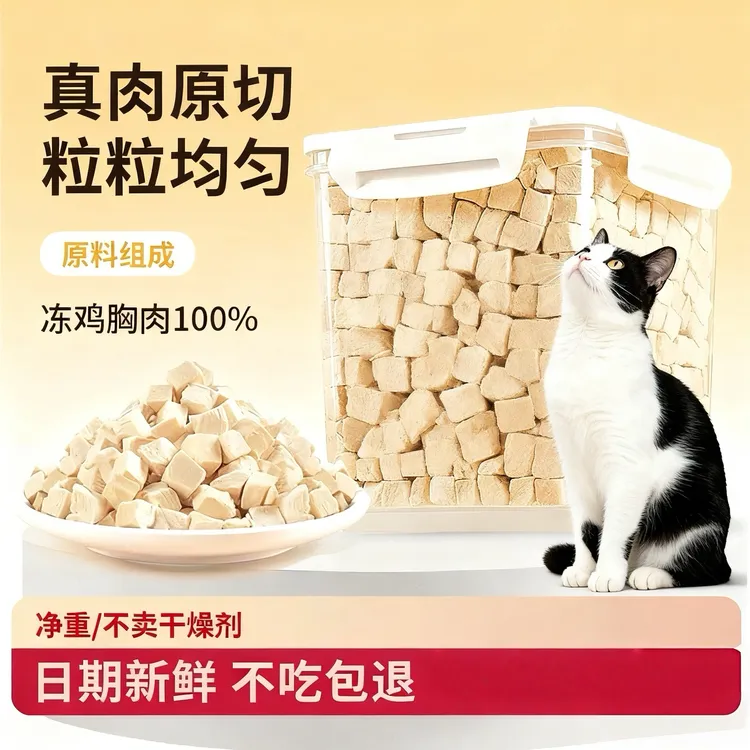 盒它新鲜宠物零食冻干鸡肉粒鸡胸肉猫咪狗狗食品拌粮肉干磨牙猫粮