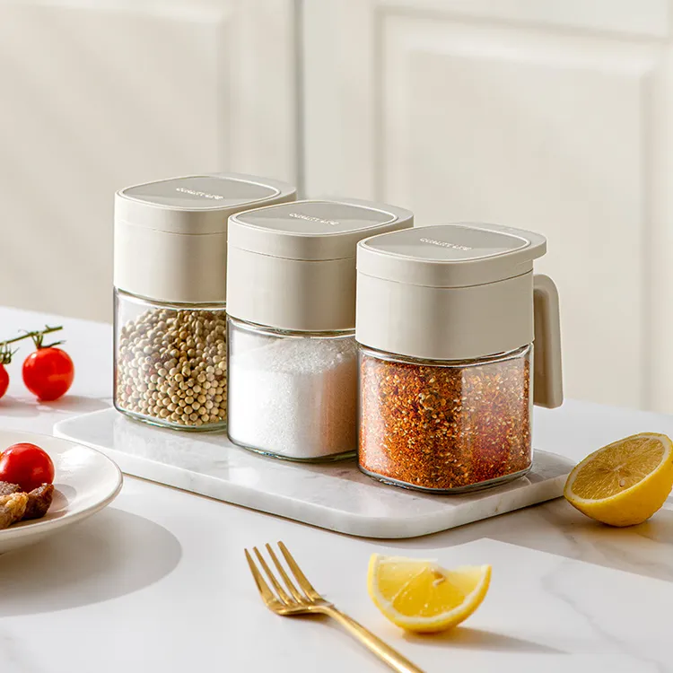 新款玻璃调料盒厨房收纳调料瓶调味料罐子套装盐罐防潮密封家用