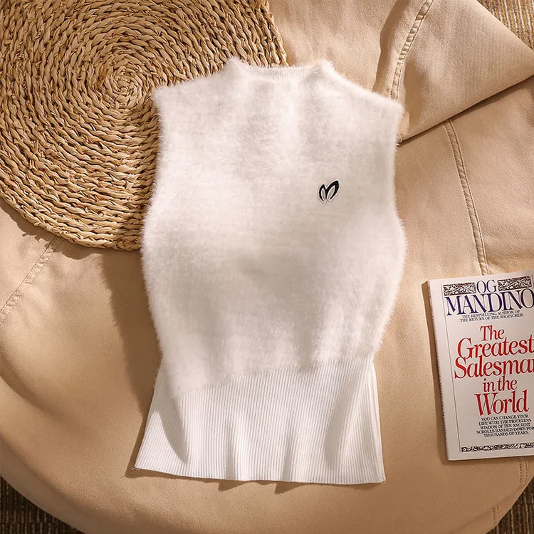 温柔风仿貂绒毛绒毛衣背心女秋冬辣妹坎肩无袖上衣内搭针织打底衫