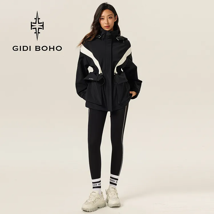 GIDI BOHO/极地薄荷秋冬新款宽松撞色防溅水户外时尚休闲外套女子