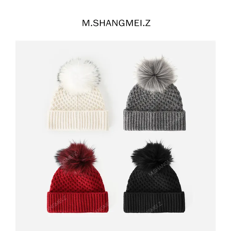 M.SHANGMEI.Z/沐熙美大哥秋冬保暖舒适时尚加绒针织帽子F12527