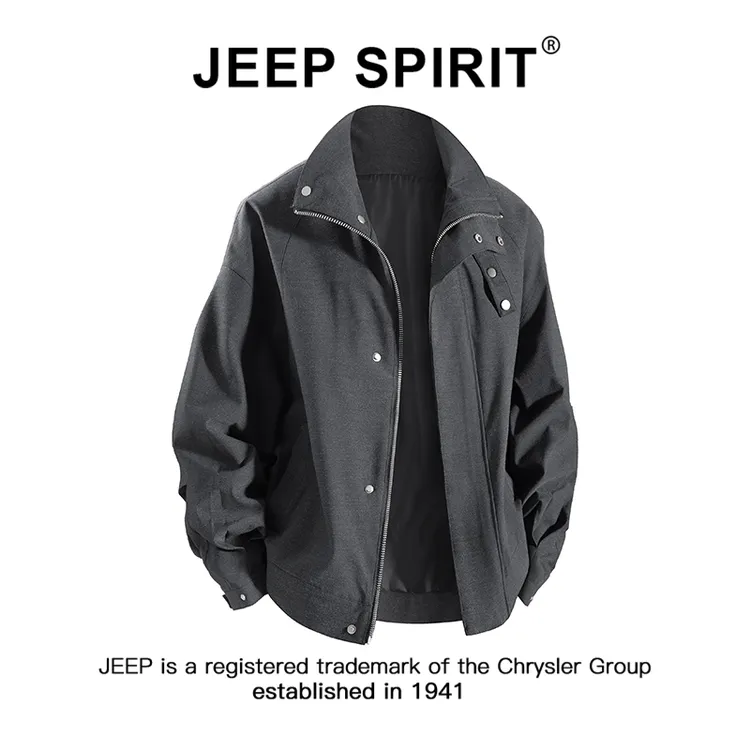 JEEPSPIRIT吉普复古立领哈灵顿夹克男士秋季新款潮牌宽松休闲外套