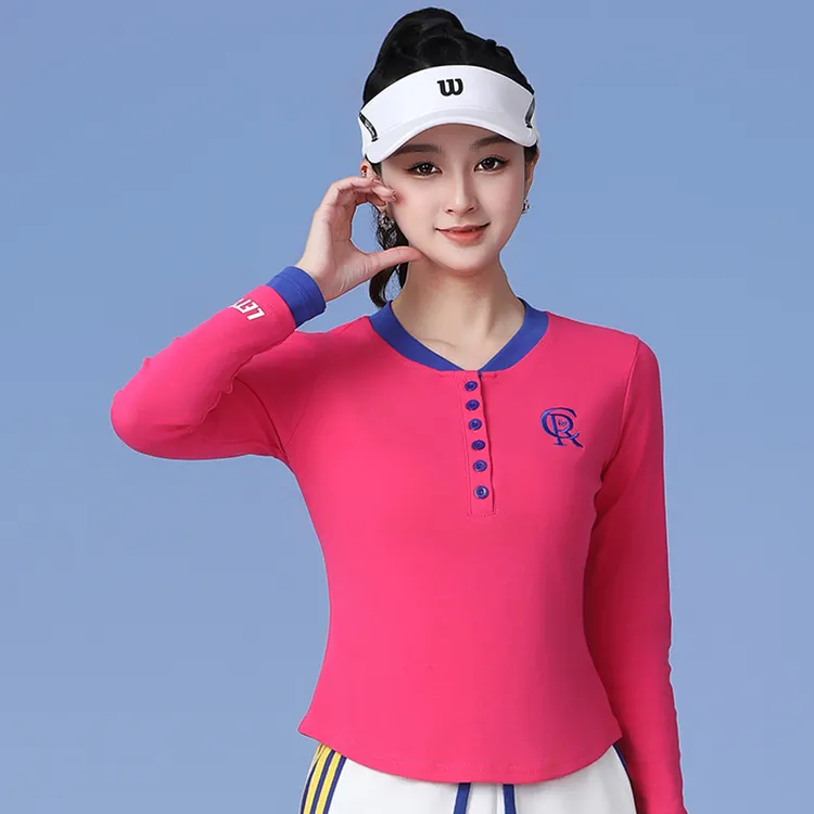 2025春夏新款广场舞服运动跳舞健身休闲拼色修身显瘦百搭长袖