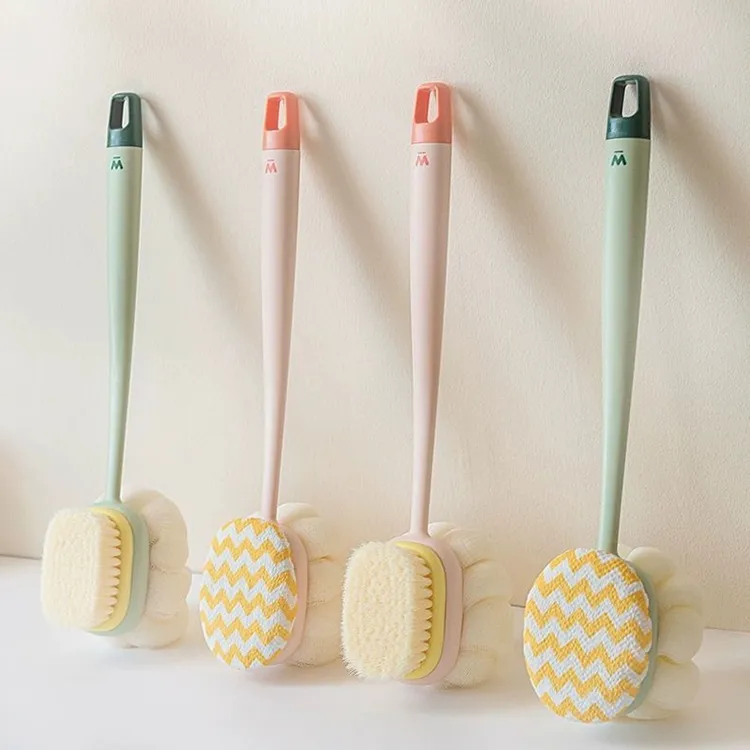 二合一洗澡刷搓背器搓澡巾沐浴球浴花搓背刷子软毛刷长柄男女