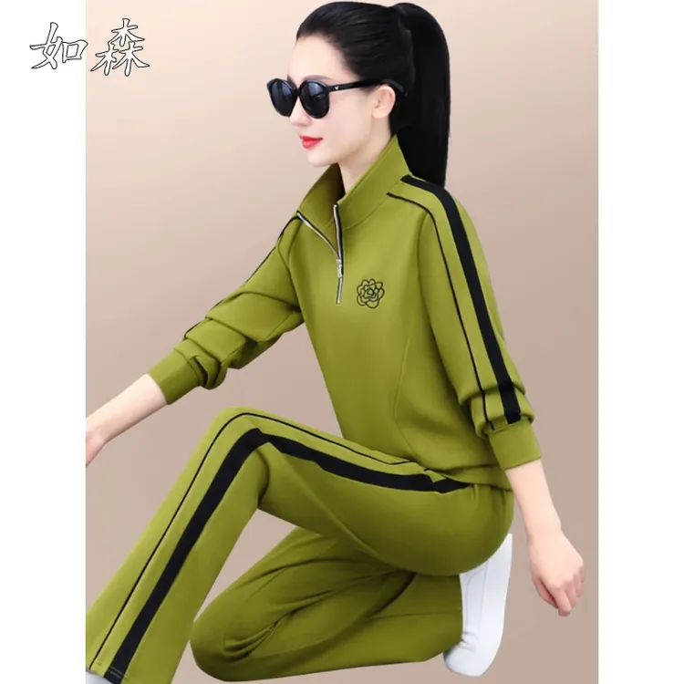 运动衫套装为妇女春季和秋季2025新的苗条合身和时尚的妇女广场舞