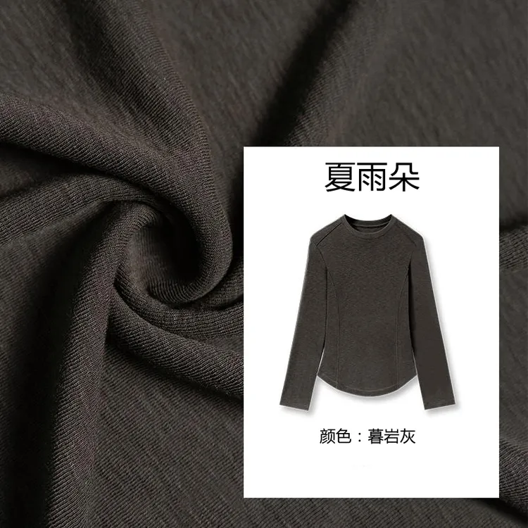 260g莱赛尔天丝T恤女2025秋冬新款圆领长袖设计师款百搭修身显瘦