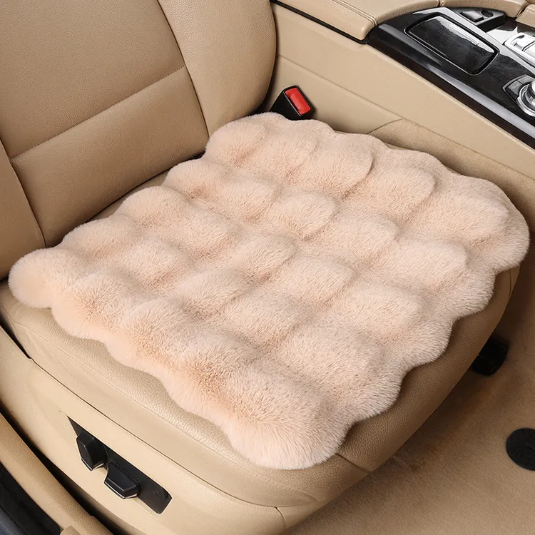 冬季加厚防滑泡泡绒汽车坐垫通用舒适冬天加厚纯色简约毛绒坐垫