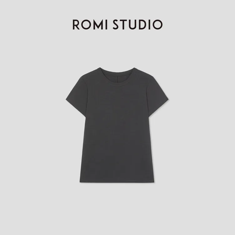 ROMI STUDIO“质感至上”棉质竹节肌理圆领正肩短袖T恤 RW24WSD1319
