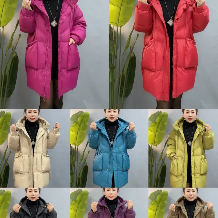 韩版厚款百搭加厚拉链插肩袖连帽羽绒服