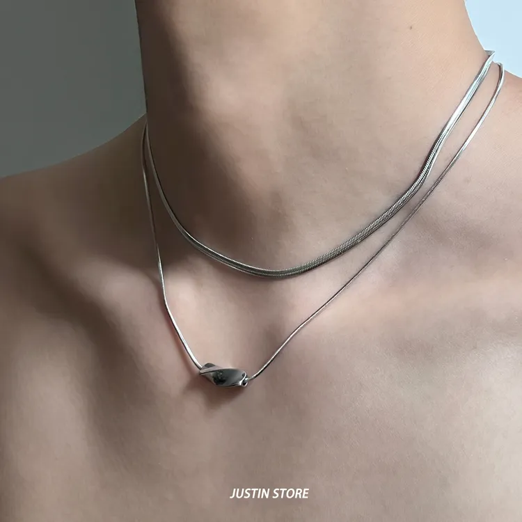 钛钢项链 螺旋多层简约项链简约嘻哈潮流街头男女锁骨链简约链子