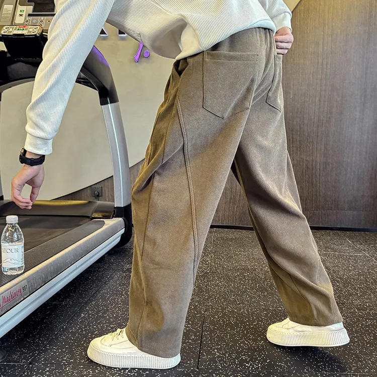 高级感直筒裤男潮流宽松卫裤秋冬季新款加厚男裤潮牌宽松休闲裤子